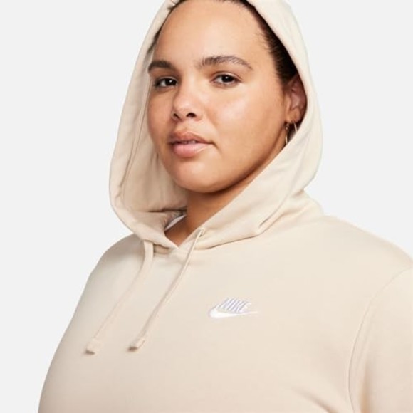 Nike Sportswear Club Fleece Hoodie Sanddrift/White, Women's Plus Size 3X - Picture 6 of 12